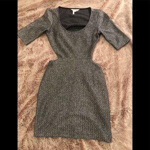 BCBGeneration Metallic Gunmetal Cutout Dress